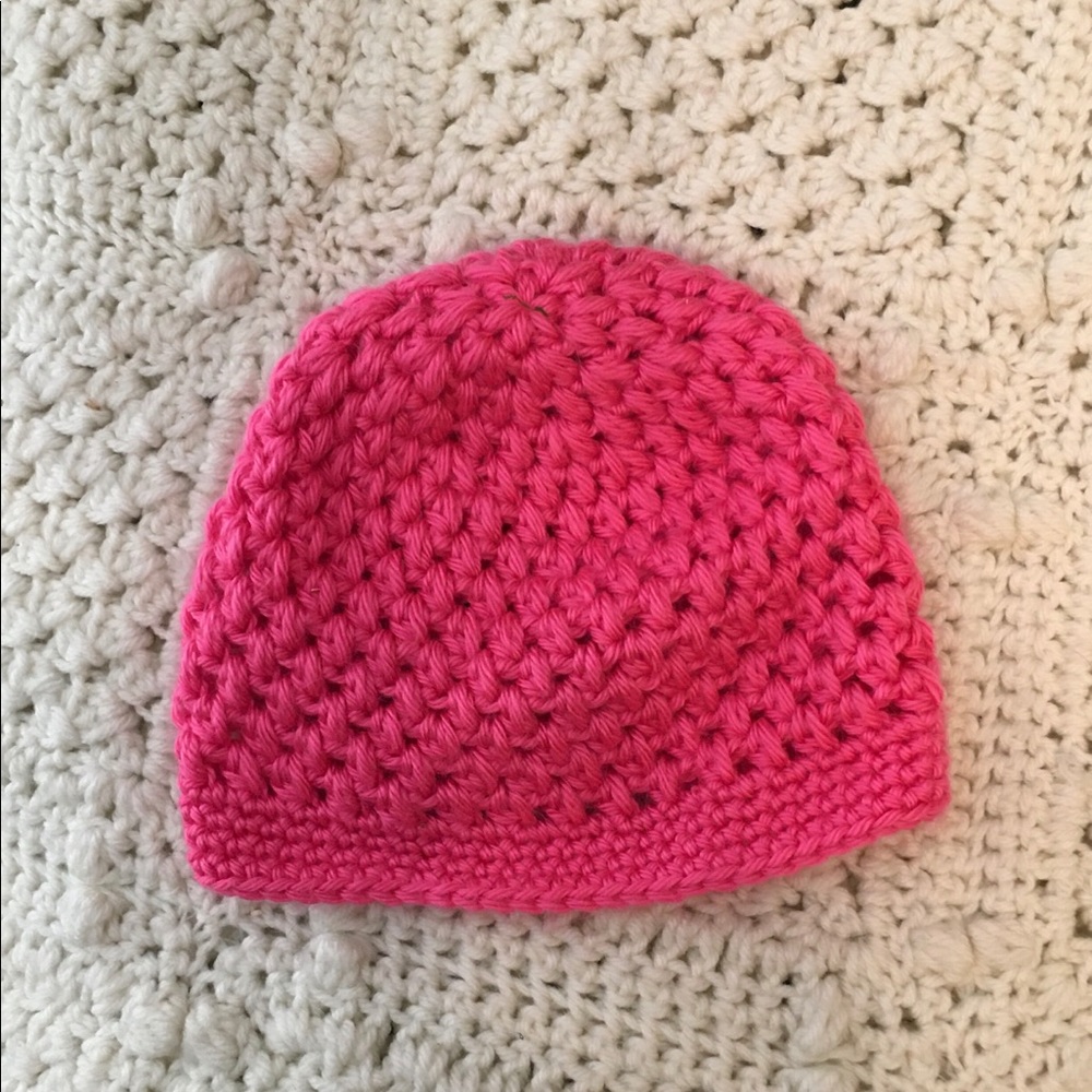 Crochet pink hat beanie ski hat